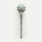 Sage green silicone knot ball dog toy on adjustable tether strap with snap buttons, maxbone Enrichment