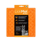Orange LickiMat Classic Buddy dog lickmat with retail packaging card