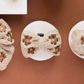 Cocopup teddy fabric bow tie for dogs with embroidered bear print