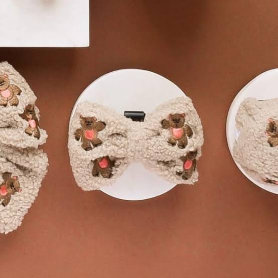 Cocopup teddy fabric bow tie for dogs with embroidered bear print