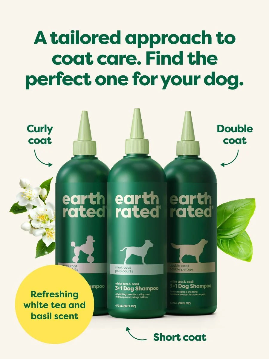 Earth Rated 3 in 1 Dog Shampoo - White Tea and Basil Double Coat
