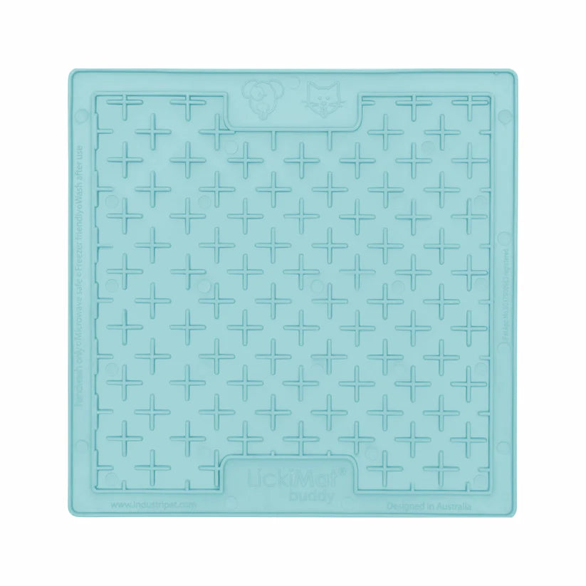 Mint green square silicone dog lickmat with cross pattern, LickiMat Classic Buddy