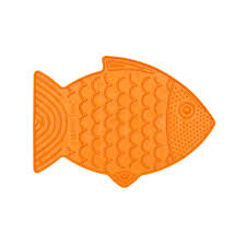 Orange fish-shaped silicone cat lickmat, LickiMat Classic Felix
