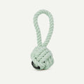 Mint green twisted cotton rope ball dog toy with loop handle, maxbone