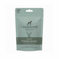 Sage green Innocent Hound venison sausage dog treats pouch with chopped apple