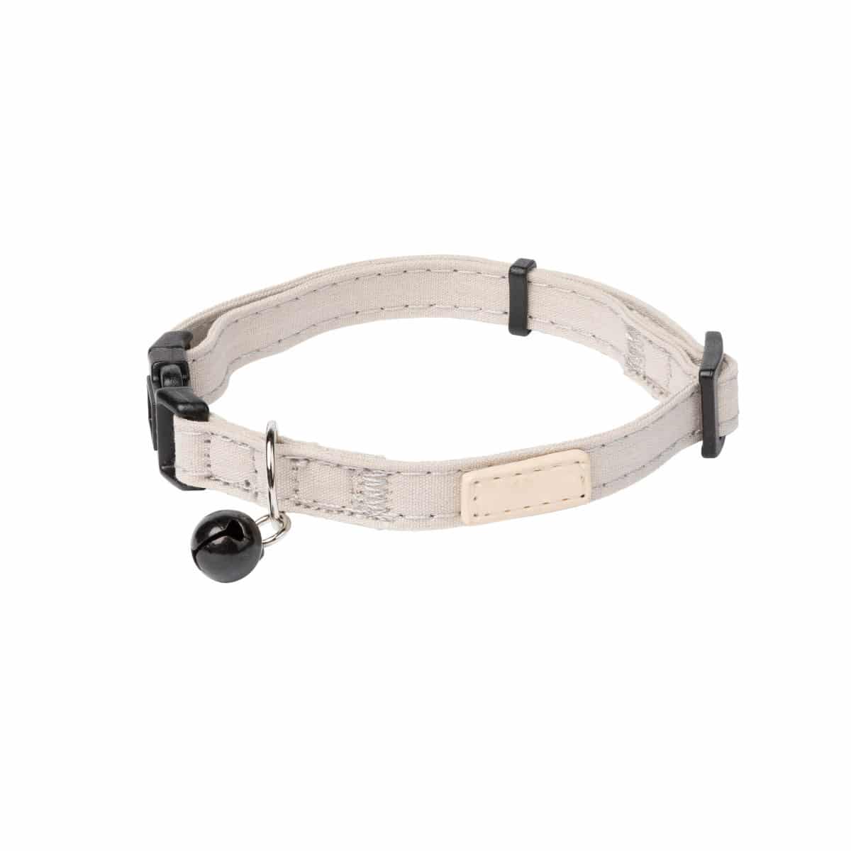 Sandstone beige cotton cat collar with safety buckle and bell, Fuzzyard Life