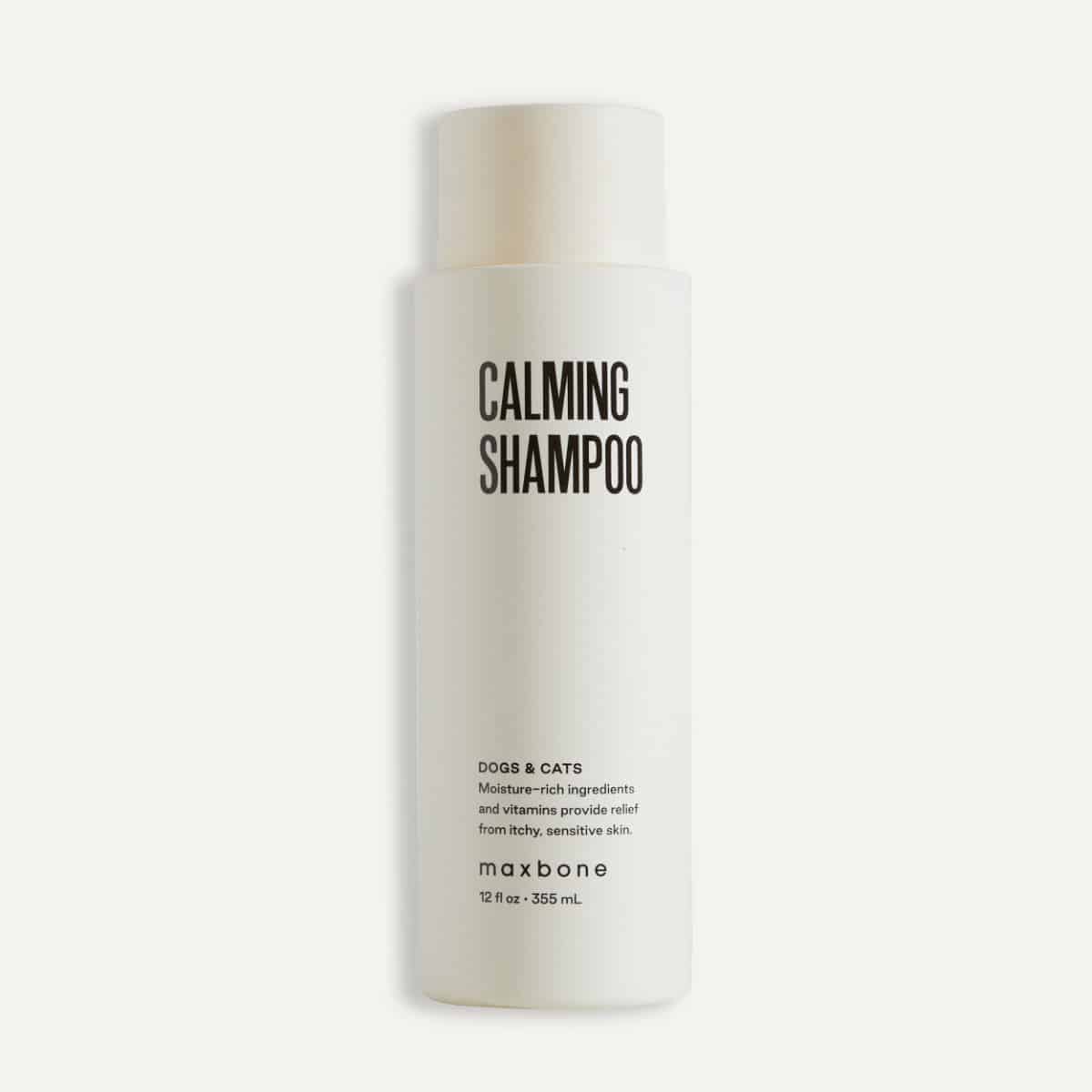 Cream bottle of maxbone calming shampoo for dogs and cats