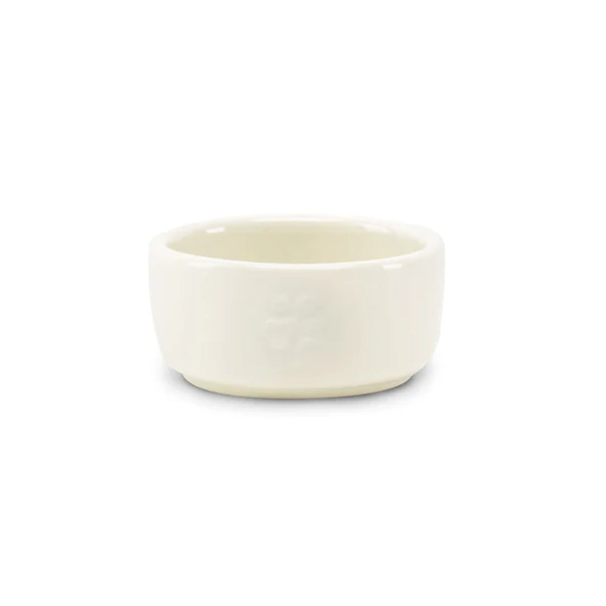 Cream ceramic pet food bowl with embossed animal design, Scruffs Icon