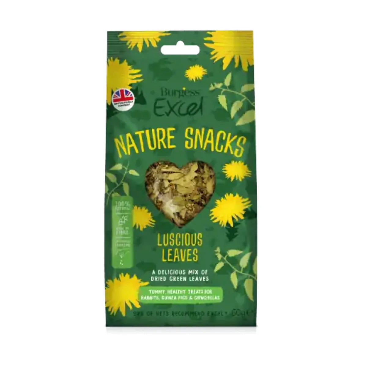 Green Excel Nature Snacks Luscious Leaves dried leaf treats pack for small pets