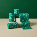 Green Adios Christmas compostable dog poo bags with pine tree print roll, single roll