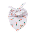 White dog bandana with orange carrot print pattern
