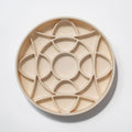 Buttercream cream round slow feeder dog bowl with geometric maze pattern, Dogged Circulo