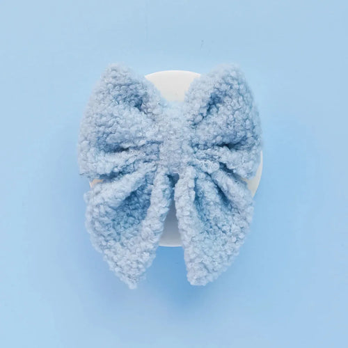 Light blue teddy fleece sailor-style dog bow tie, Cocopup Daydream