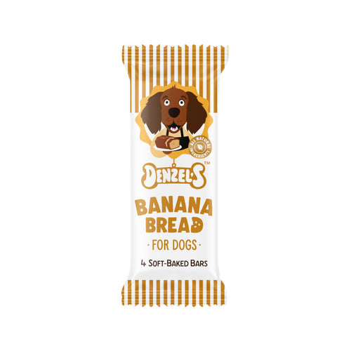 Gold and white Denzel's banana bread soft-baked dog treat bars pack