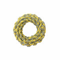 Yellow and grey braided rope ring dog toy, Little Rascals